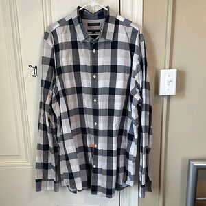 Banana Republic Navy and Grey Plaid Shirt